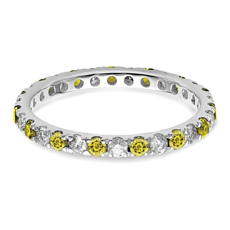 14k White Gold 3/8 Carat Lab Grown Diamond VS/SI+ G+ And Lab Created Yellow Sapphire Size 4 Eternity Band_voghion.com