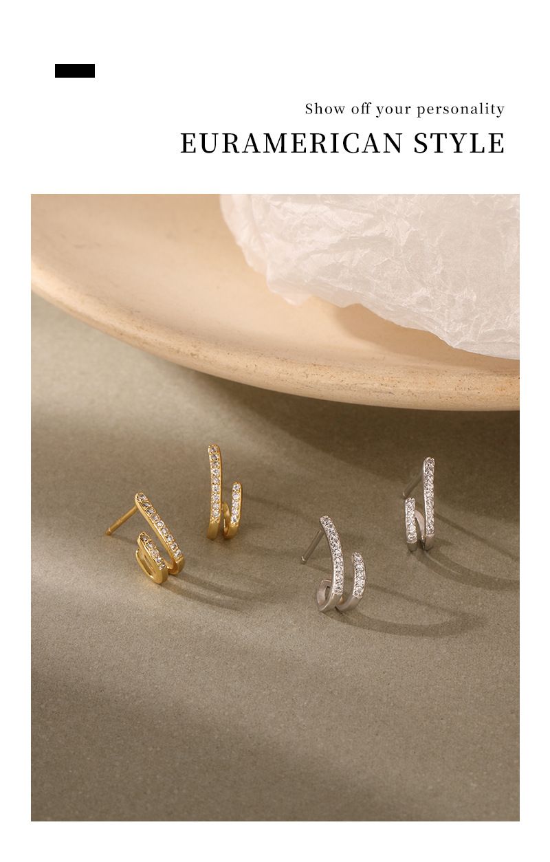 Oorbellen voor vrouwen Sterling Sier Retro Niche Ins Koreaanse cirkel gouden zirkoon oorbellen_voghion.com