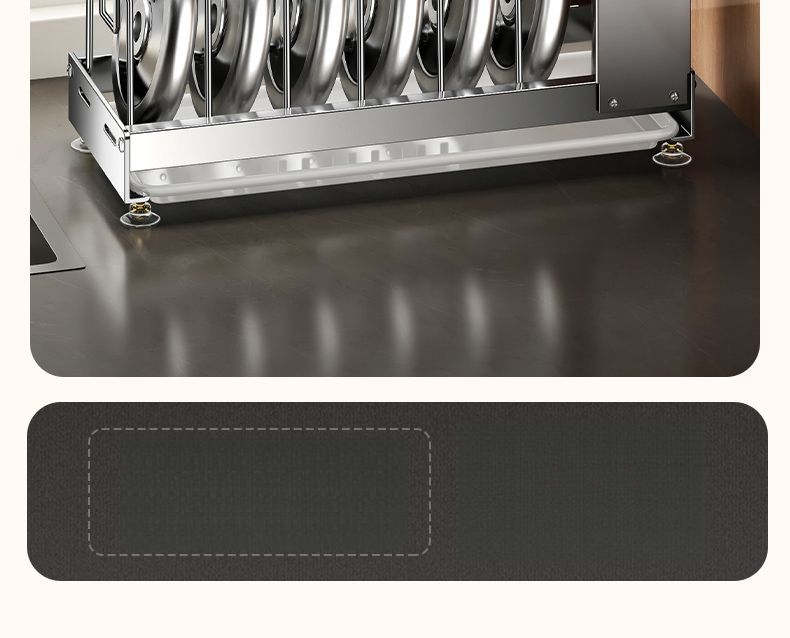 Estante de almacenamiento integrado multifuncional Tiandi Fish para encimera de cocina, tapa de olla de acero inoxidable sin taladros_voghion.com