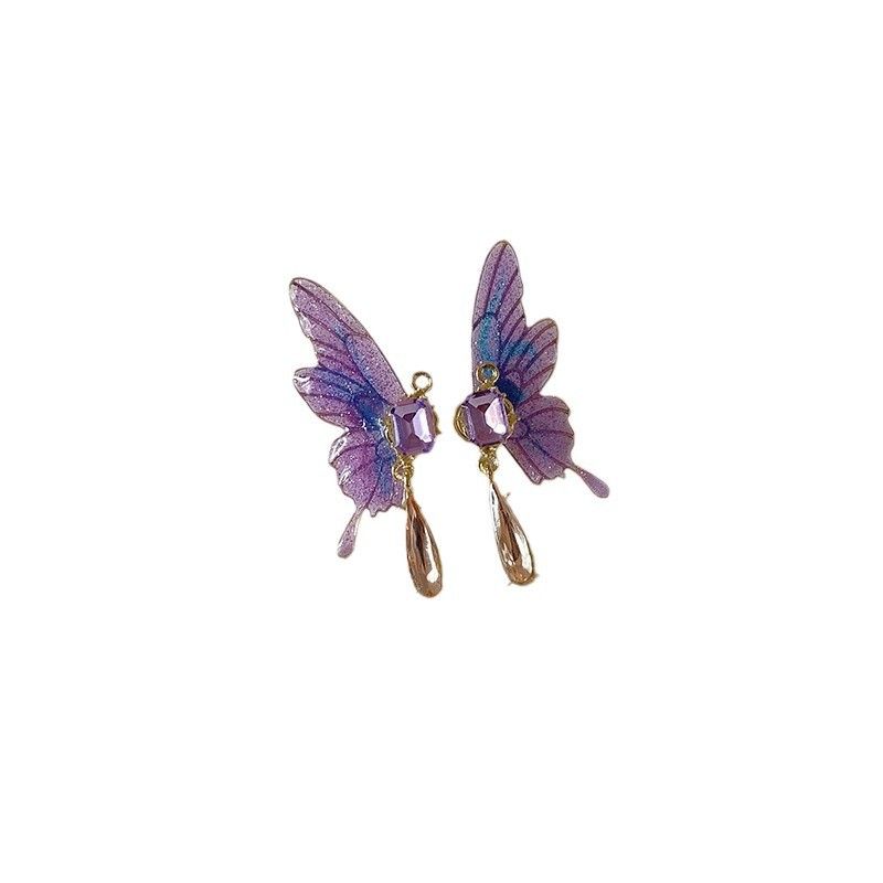 Midsummer Dream Purple Butterfly Ins Cool Light Luxury Chinese Style Super Fairy Non-pierced Earrings For Women_voghion.com