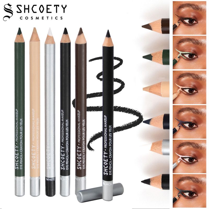 SHCOETY Eyeliner und Augenbrauenstift aus Holz, Make-up-Stift mit doppeltem Verwendungszweck, wasserfest, wischfest, langlebig, verschmiert nicht_voghion.com