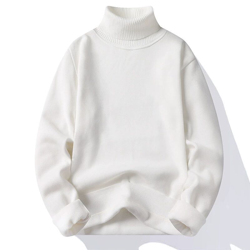 Einfarbiger Herbst- und Lockerer Strickpullover mit hohem Halsausschnitt für Männer im Winter, Herren-Basispullover, High-End-Pullover_voghion.com