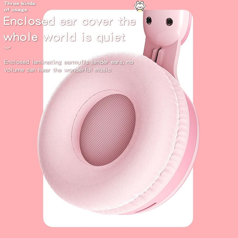 KE-01 Rabbit Ear draadloze Bluetooth 5.0 stereo muziek opvouwbare headset met microfoon voor pc (ivoorwit)_voghion.com