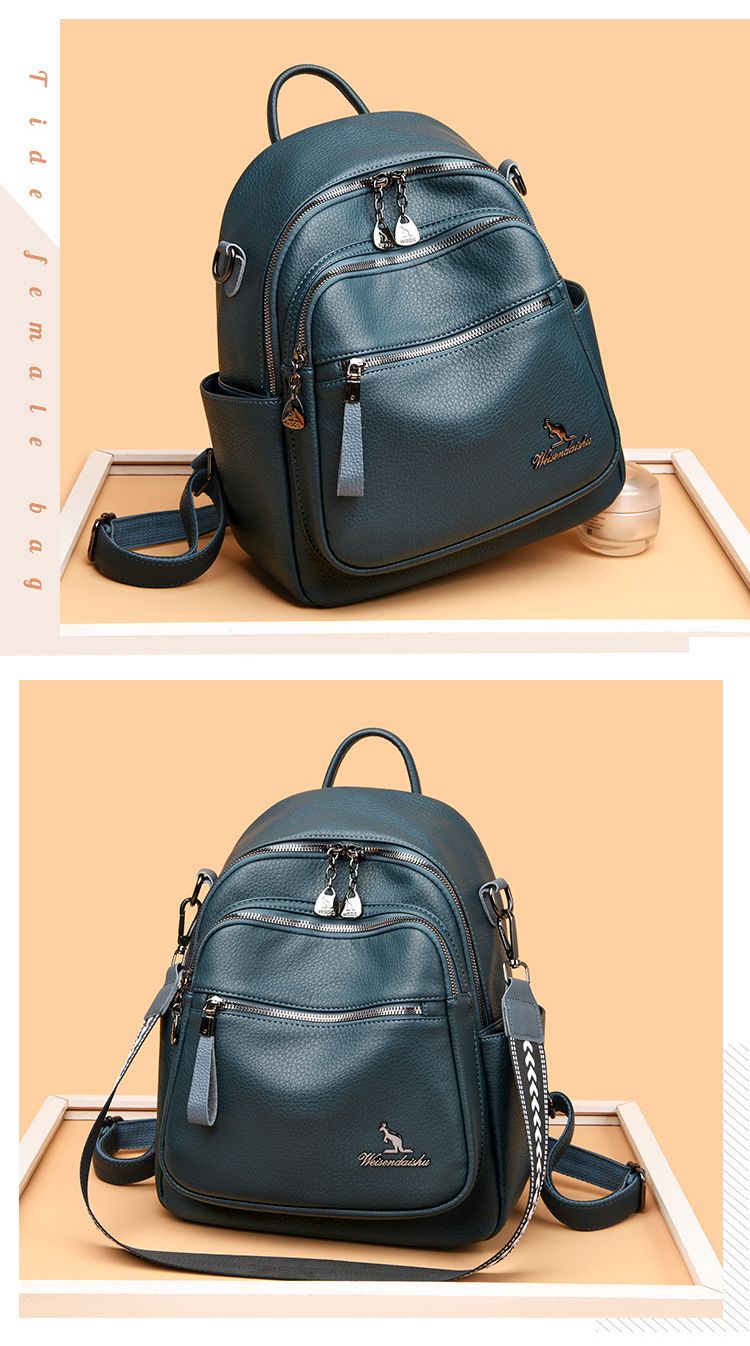 2024 New Fashionable Versatile Handbag Soft Leather Women's Backpack Student Multi Layer Large Capacity Shoulder Bag_voghion.com