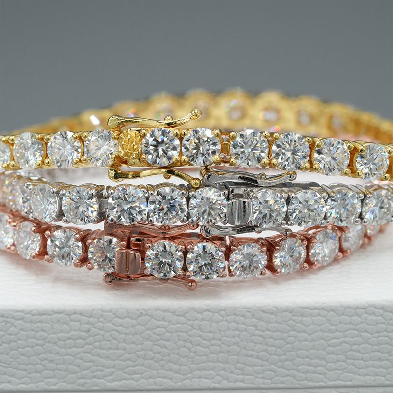 Echtes 2,5/3/4/5/6,5 MM Voll-Moissanit-Tennisarmband für Damen und Herren, S925 versilbert, 18 K Gelbgold, Diamantarmbänder_voghion.com
