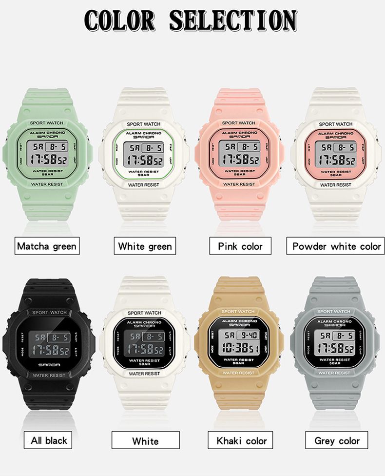 Elegante orologio sportivo digitale quadrato con impermeabile, luce notturna e multifunzione per stili di vita attivi, orologio luminoso alla moda per studenti_voghion.com