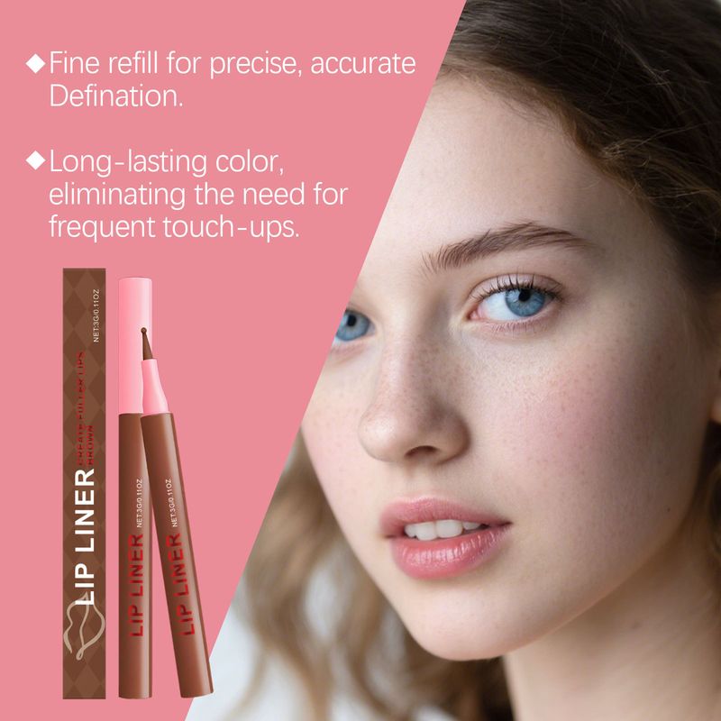 Brown Waterproof Versatile Natural Long-lasting Easy To Apply Smudge-proof Plumping Lip Liner_voghion.com