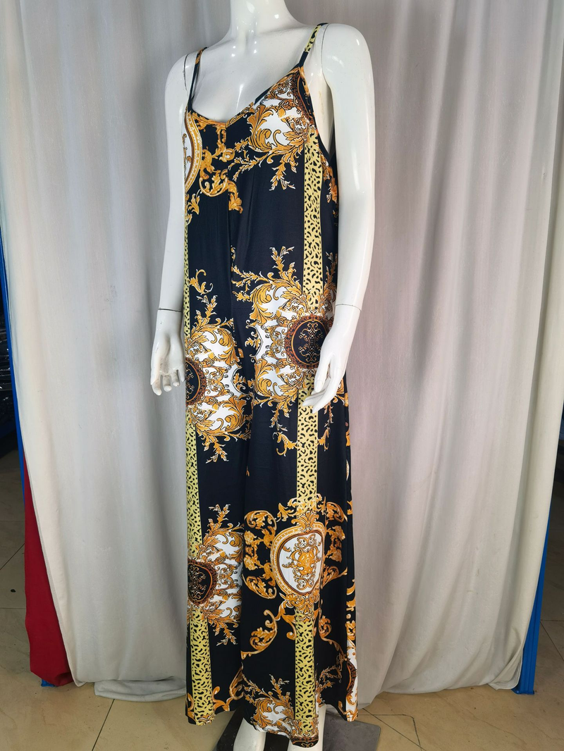 Women's clothing independent station casual printed backless sexy jumpsuit_voghion.com