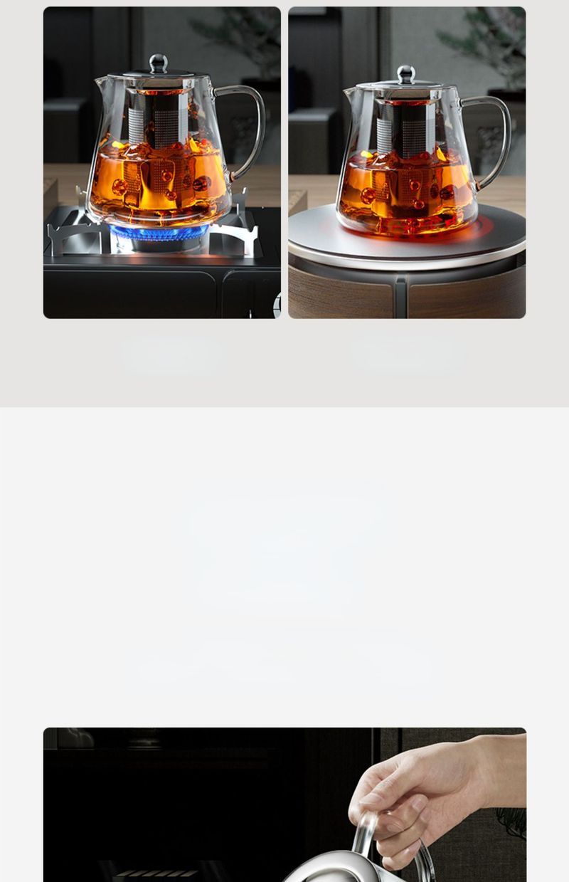 Heat Resistant Glass Teapot With Stainless Steel Tea Strainer Infuser Flower Kettle Kung Fu Teaware Set Puer Oolong Pot_voghion.com