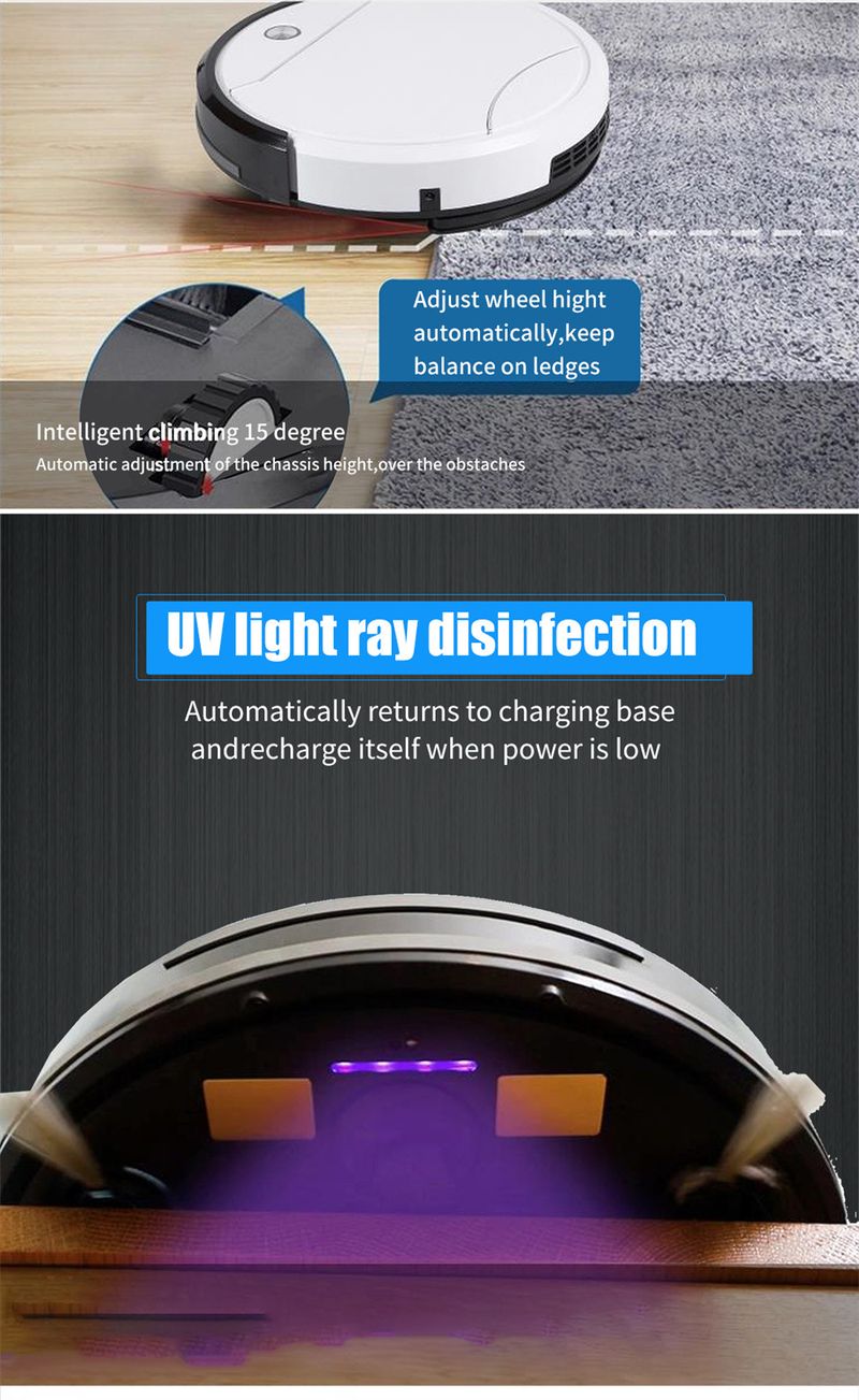 Vemeijieshi Recharge Smart Home Staubsauger und Mopp Integrierter, geräuschloser, vollautomatischer Bodenreinigungsroboter_voghion.com