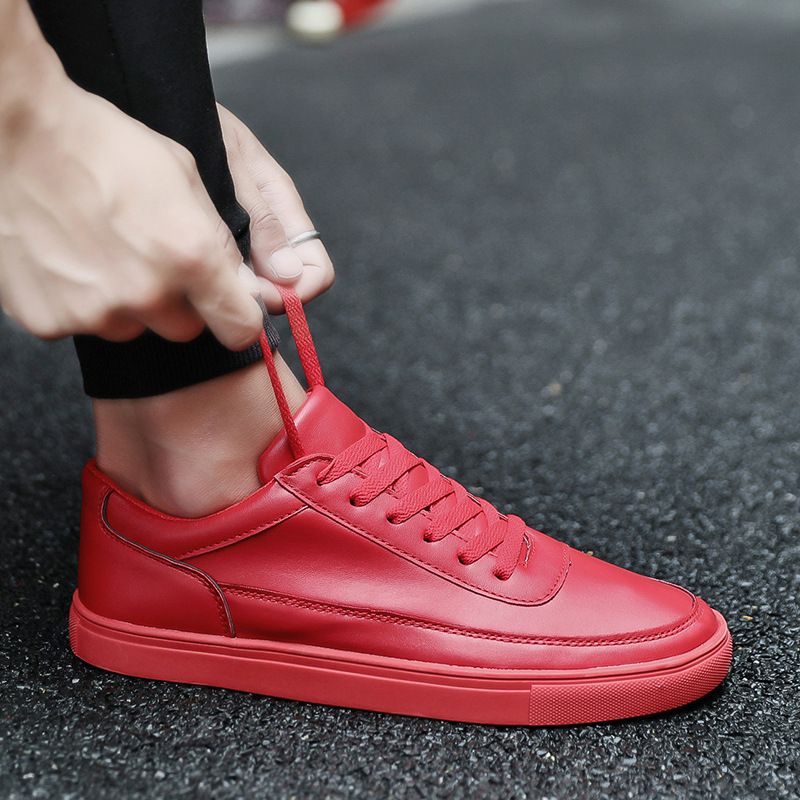 Ongeëvenaarde kwaliteit lente zomer nieuwe student kleine witte vrijetijds sport leren heren hardloop- en toerisme skateboard schoenen voor studenten_voghion.com