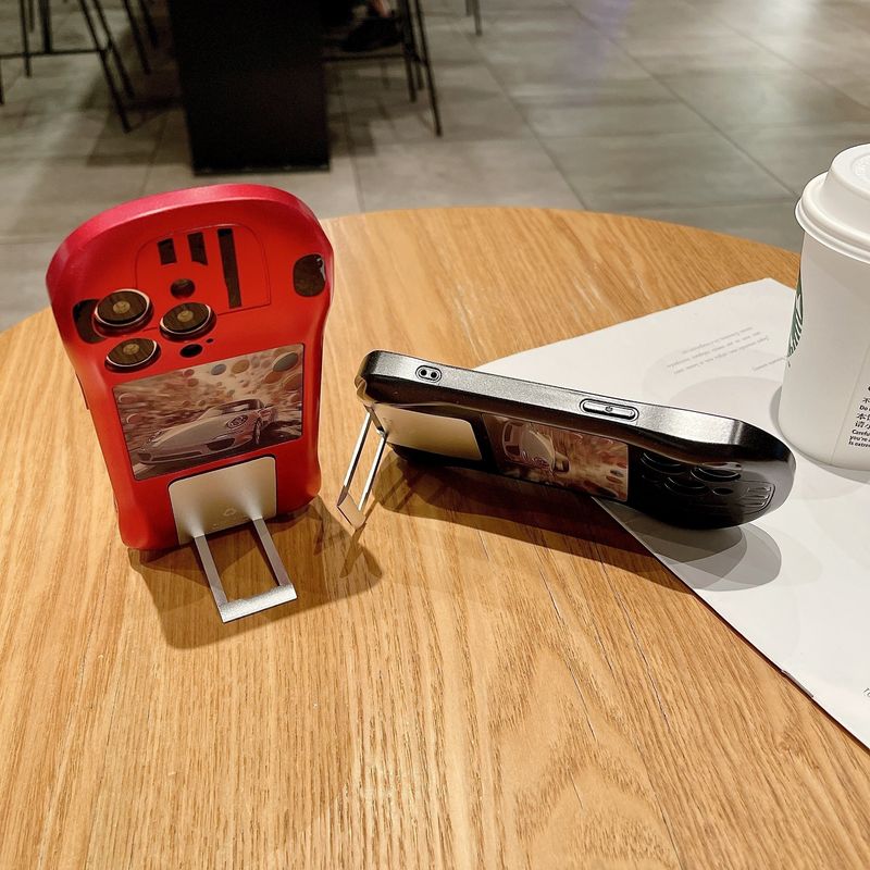 White Concealed Bracket Supercar Suitable For 15 Phone Case 15 Creative 14 Pro Max Anti-fall 14 Pro Fashion 13 Pro Small Car Shaped 12 Pro_voghion.com