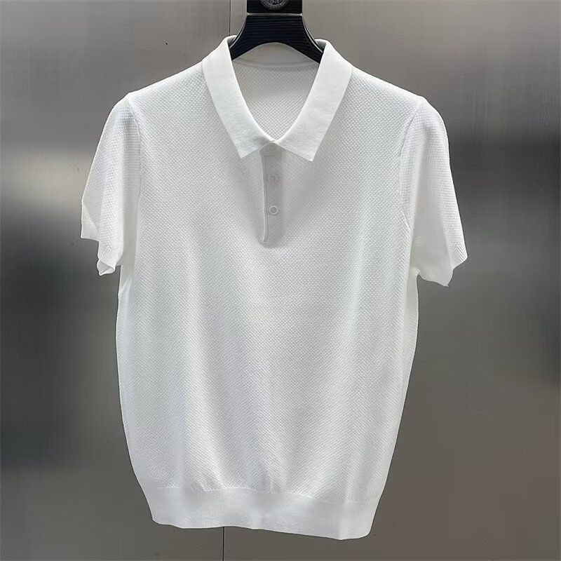 Men's Clothing Men's polo shirt 2024 summer brand fashion slim handsome solid color lapel ice silk short sleeved T shirt_voghion.com