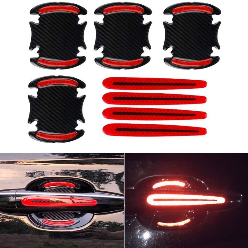 3M Automotive Door Handle Protector - Carbon Fiber Texture Anti-Scratch Film With Night Reflective Strips (Pre-Cut Universal Kit)_voghion.com