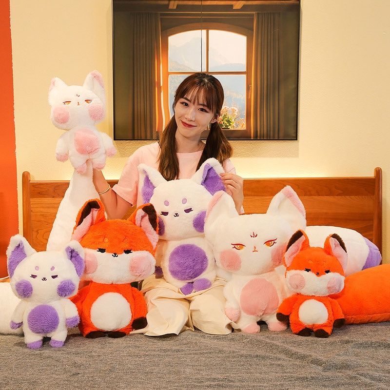 Peluche adorabile piccolo giocattolo di volpe con coda soffice_voghion.com