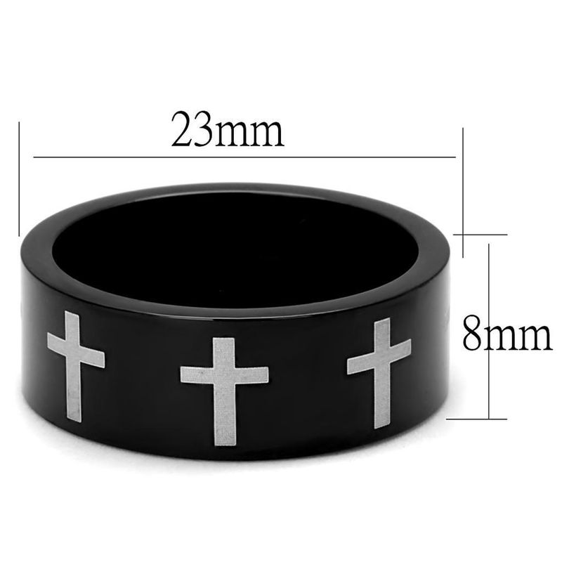 TK2410 - Two-Tone IP Black (Ion Plating) Stainless Steel Ring with No Stone_voghion.com