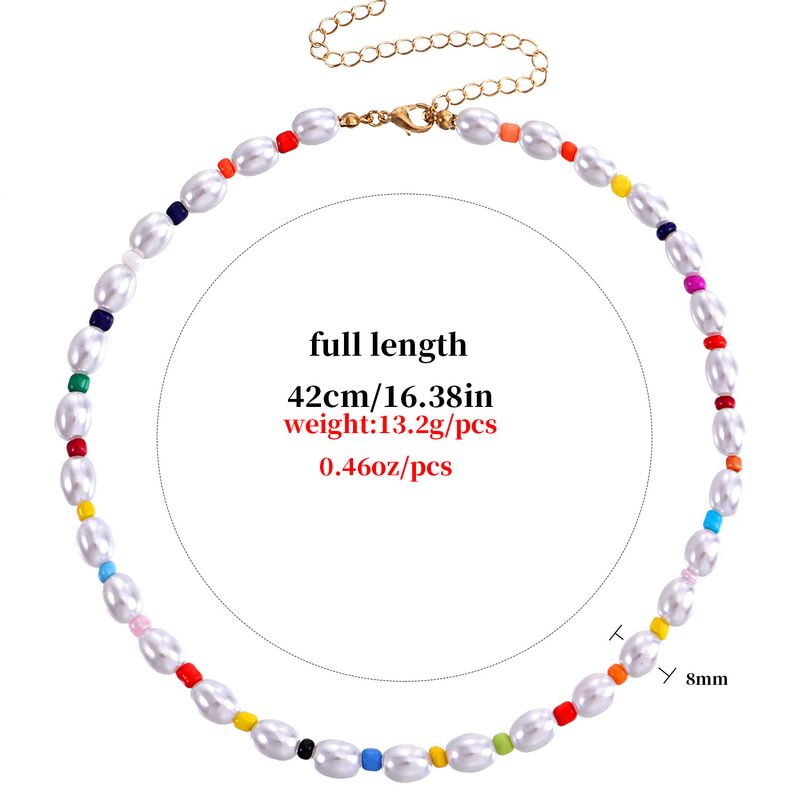 Neue geometrische ovale Perlenkette modische kurze Halsband Schmuck Zubehör_voghion.com