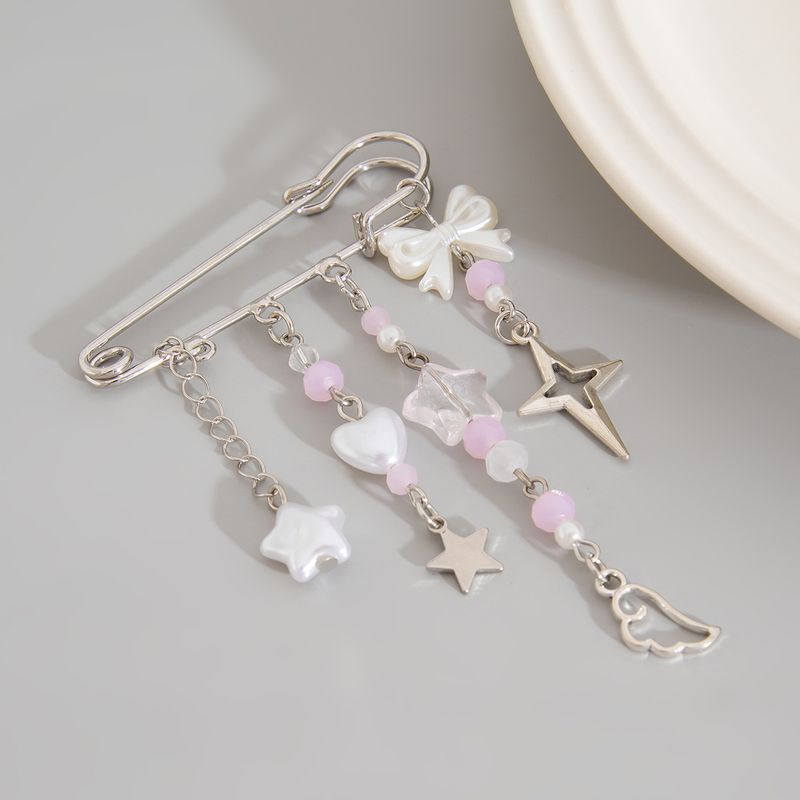 Spilla pendente in lega a forma di stella in stile rurale, accessori fai da te per borse con perline a forma di cuore per ragazze_voghion.com