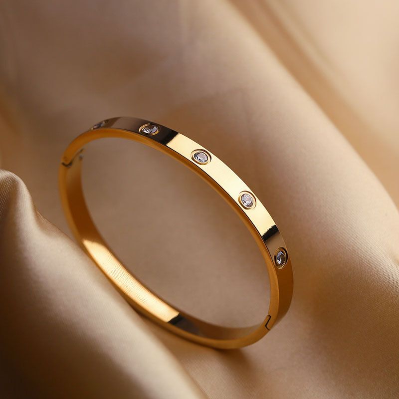 Armbånd Ti Diamond Buckle Titanium stål armbånd Internet Berømthed smykker_voghion.com
