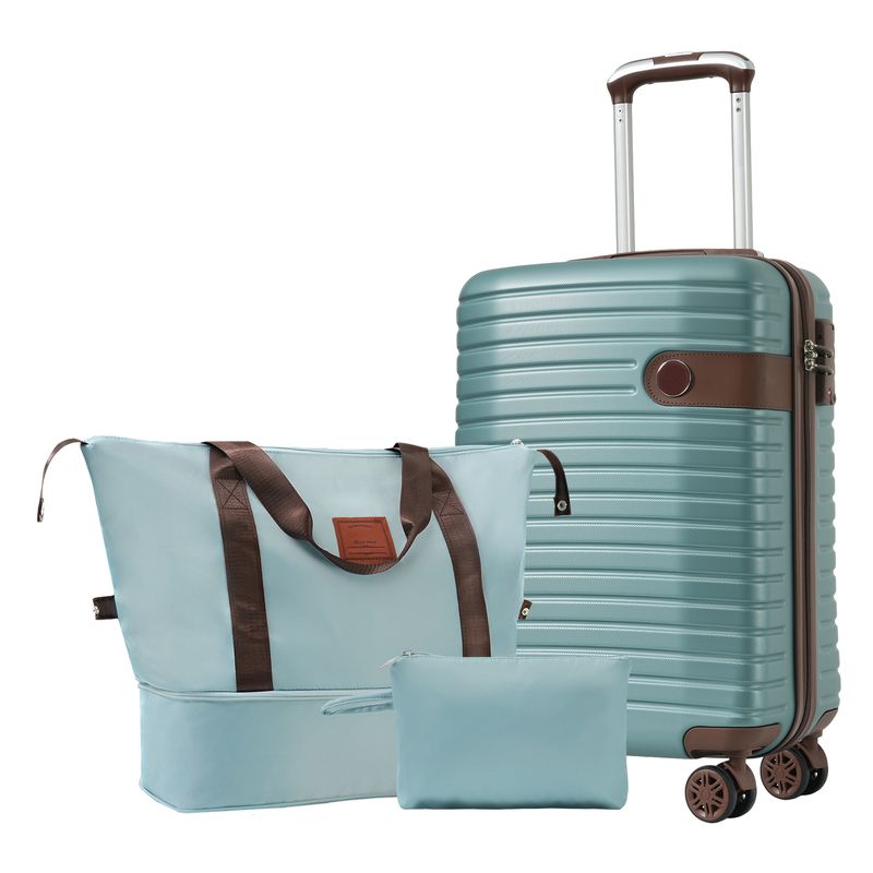 Luggage Sets 3 Piece Carry On Luggage 22x14x9 Airline Approved, Lightweight Hardshell ABS Suitcases With Wheels, 20 Inch, Blue_voghion.com