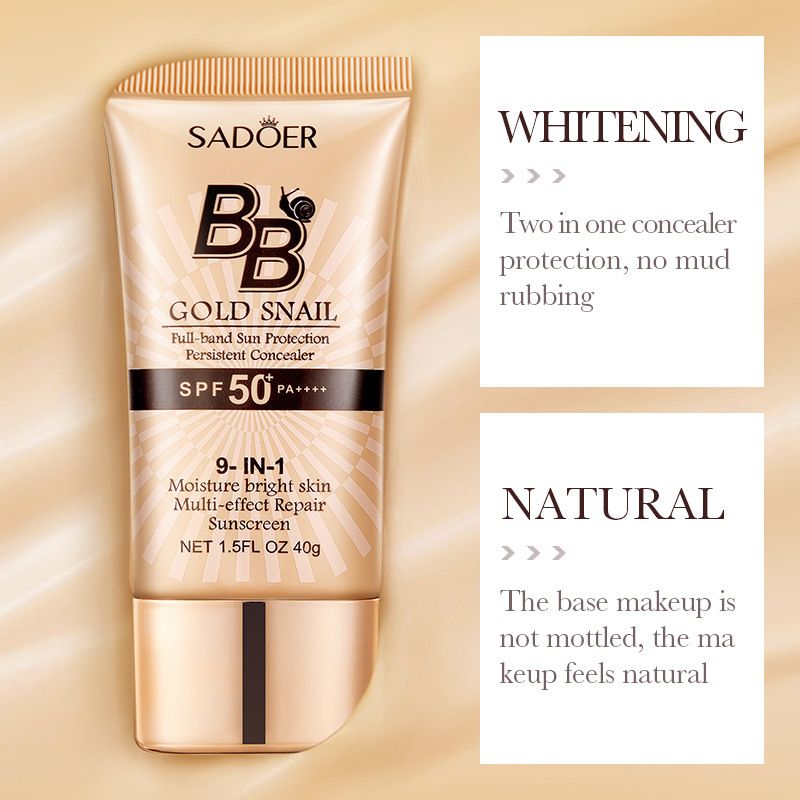 SADOER Snail Sonnenschutz BB Foundation Make-up Concealer Feuchtigkeitsspendende Isoliercreme_voghion.com