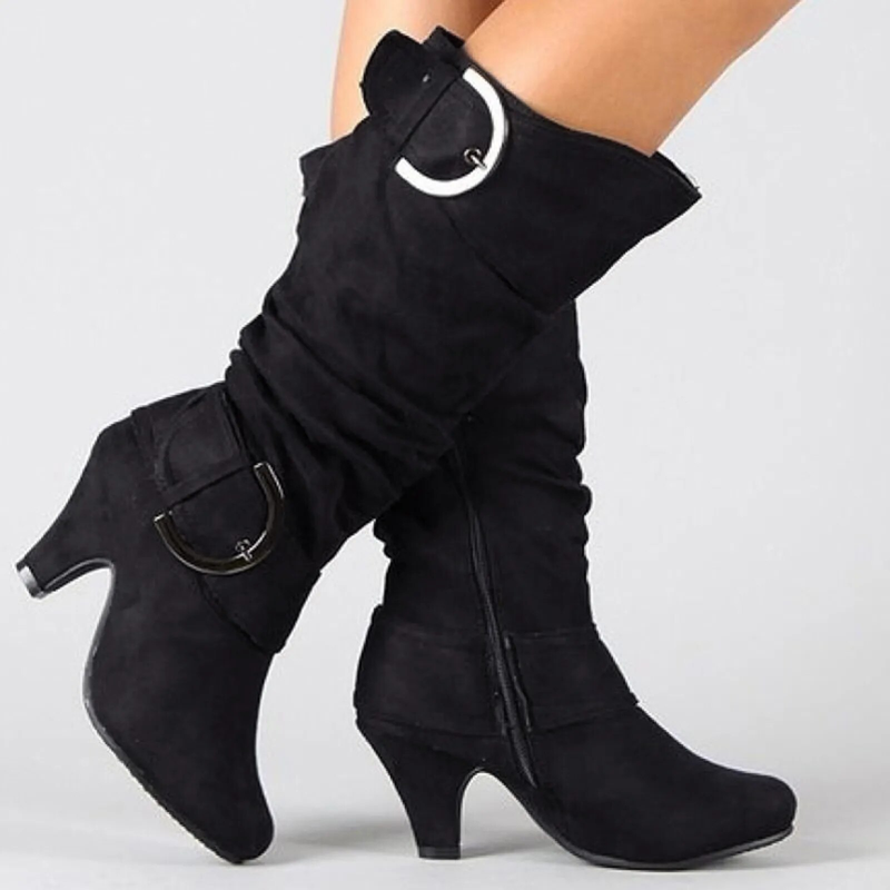 Dames Hoge Laars Voor Vrouwen Retro Laarsjes Toelopende Hak Laarzen Modieus Design Dagelijks Comfortabele Schoenen Женская Обувь_voghion.com