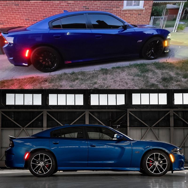 2 pezzi per paraurti anteriore e posteriore Dodge Charger 2015-2021, luci di posizione laterali a LED, indicatori di direzione/luci di guida 12 V_voghion.com