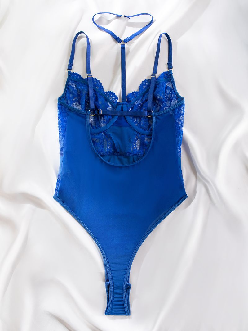 Damenbekleidung Außenhandel 2023 Neue sexy Dessous Sexy durchsichtiger, geraffter, schmaler Neckholder, rückenfreier Einteiler M2908_voghion.com