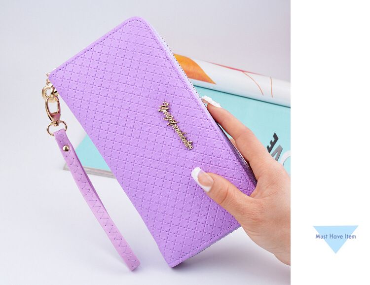 Borsa da donna con cerniera Borsa pratica da donna di grande capacità in pelle PU Portafoglio femminile a sezione lunga_voghion.com