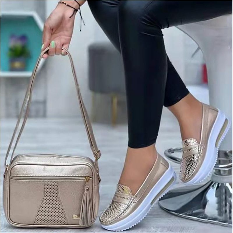 New Casual Single For Women In Autumn, Solid Color, Round Toe, Low Top, Belt Buckle, Soft Sole, Work Shoes, Bean Shoes_voghion.com