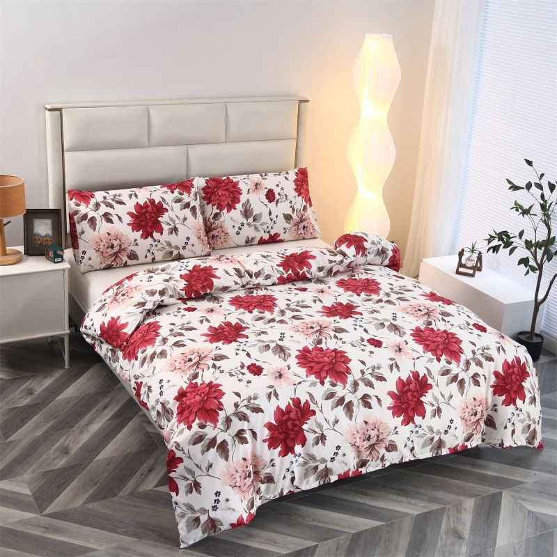 Conjunto de capa de edredom de algodão escovado de luxo estampado - roupa de cama macia tamanho casal/queen/king size para casa e dormitório universitário_voghion.com