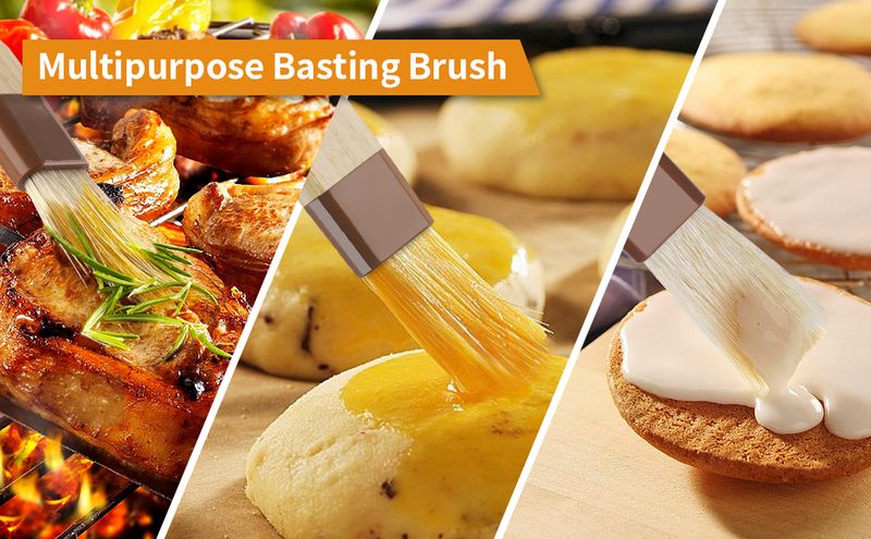 3 Natural Bristle Pastry Brushes - Butter/Marinade BBQ_voghion.com