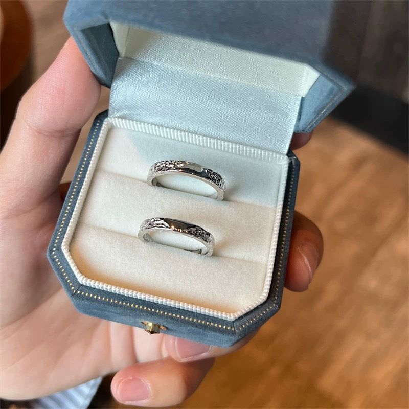 Anello da coppia Weilan in argento S999 con lava glaciale, design di nicchia, temperamento di alta qualità, anello versatile_voghion.com