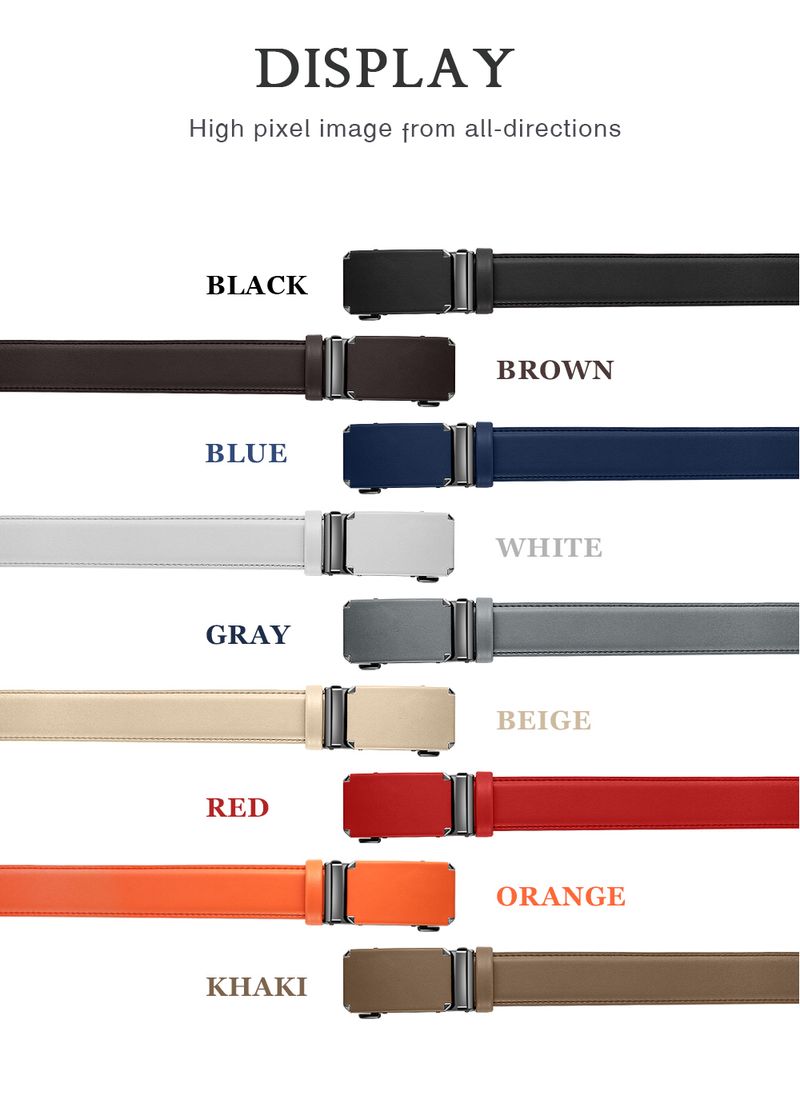 HOT Metal Automatic Buckle High Quality Leather Belts for Men Famous Brand Work Business Strap_voghion.com
