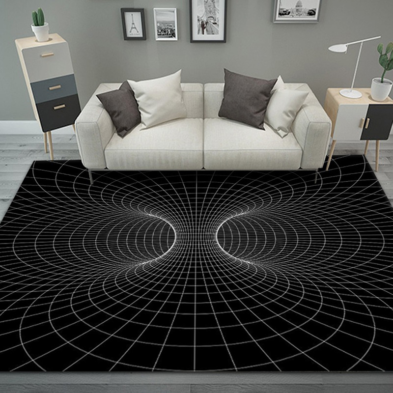 Sijiali Fußmatte, abstraktes geometrisches Muster, rutschfest, Polyester, maschinenwaschbar, 3D-Illusionsteppich für Schlafzimmer_voghion.com