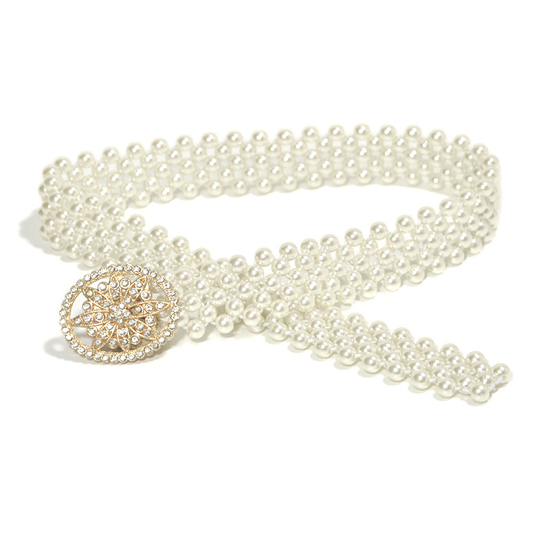 Taobao New Women's Belt Sweet Luxury Dress Decoration Elastic Pearl Wide Waist Chain_voghion.com