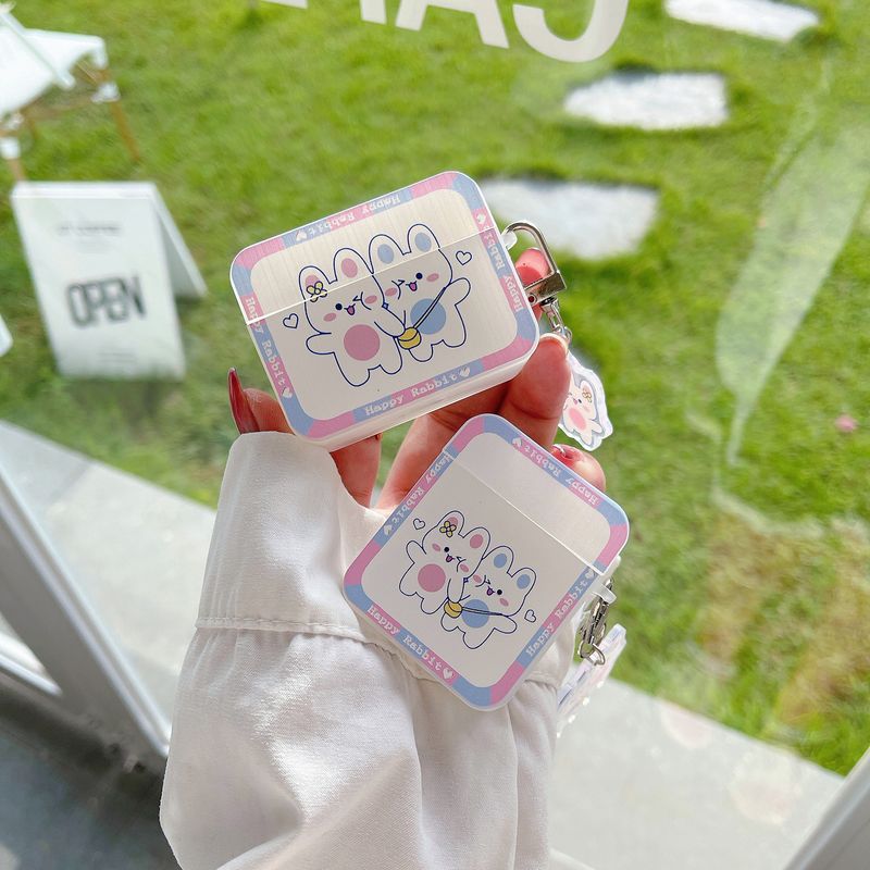 Personalisierte trendige Marken-Kopfhörertasche mit Cartoon-Häschen-Motiv. Drahtlose Bluetooth-Schutzhülle für AirPods der 1./2. Generation Pro. Anti-Drop-Hülle._voghion.com
