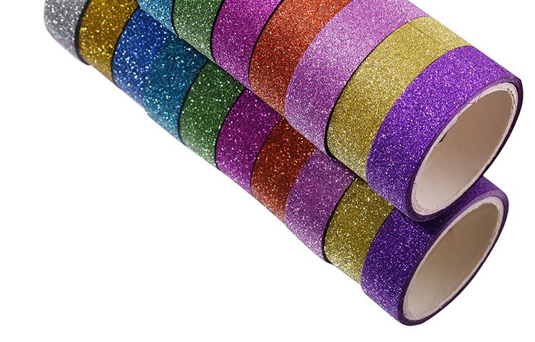 Autocollants décoratifs en ruban pailleté en gros 1,5 cm * 3M 10 rouleaux d'un tube de ruban pailleté_voghion.com