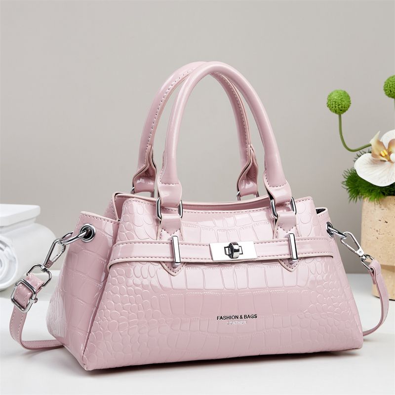 Women's Fashion Handbag With Crocodile Texture, Retro Small Crossbody Bag For Daily Use, PU Leather Shoulder Bag With Zipper Closure, Medium Size_voghion.com