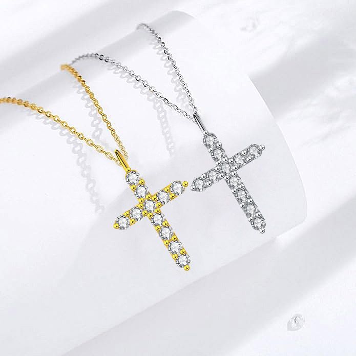 Collana con croce per donna, lusso leggero, nicchia, sensazione di alta qualità, gioielli_voghion.com