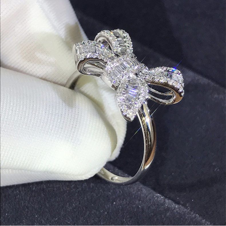 Cao Shihua Fairy Series New Bow Tie Ladder Square Beautiful Luxury Simulation Diamond Ring Temperament Female_voghion.com
