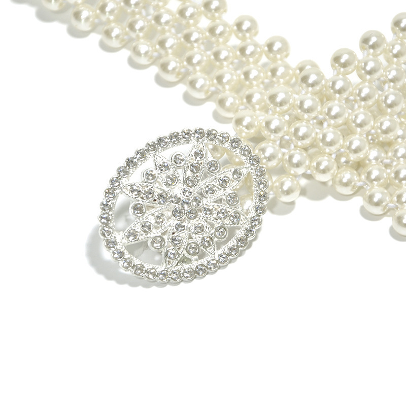 Taobao New Women's Belt Sweet Luxury Dress Decoration Elastic Pearl Wide Waist Chain_voghion.com
