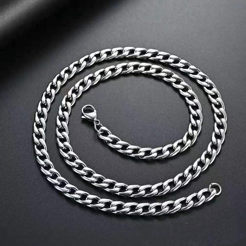 Titanium Steel Cuban Chain Hip Hop Stainless Steel NK Thick Chain Necklace Fashion Male And Female Hiphop Accessories Plain Chain No Pendant_voghion.com