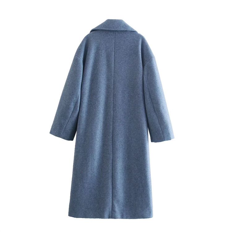 Women's clothing 2024 autumn and winter new item, loose collared double breasted long coat jacket_voghion.com