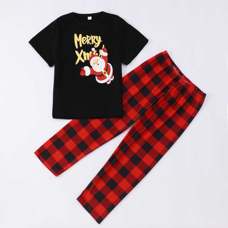 Christmas Family Matching Pajama Set – Santa Print Short-Sleeve Cotton Loungewear For Parents & Kids_voghion.com