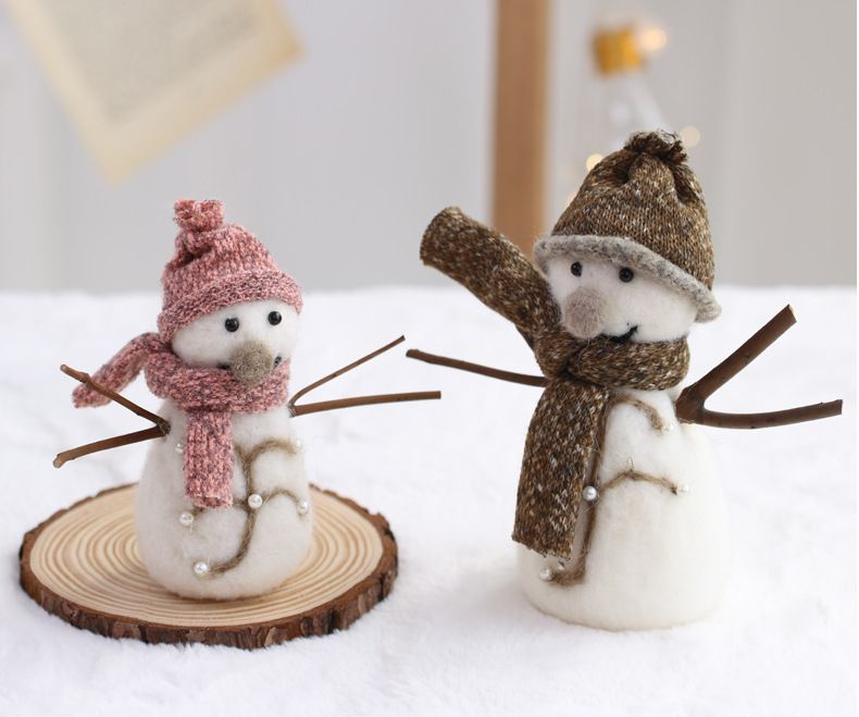 Christmas Snowman & Santa Ornaments Set – Mini Hanging Decor With Headphones, Pink Hats & Glasses For Holiday Tree & Home Decoration_voghion.com