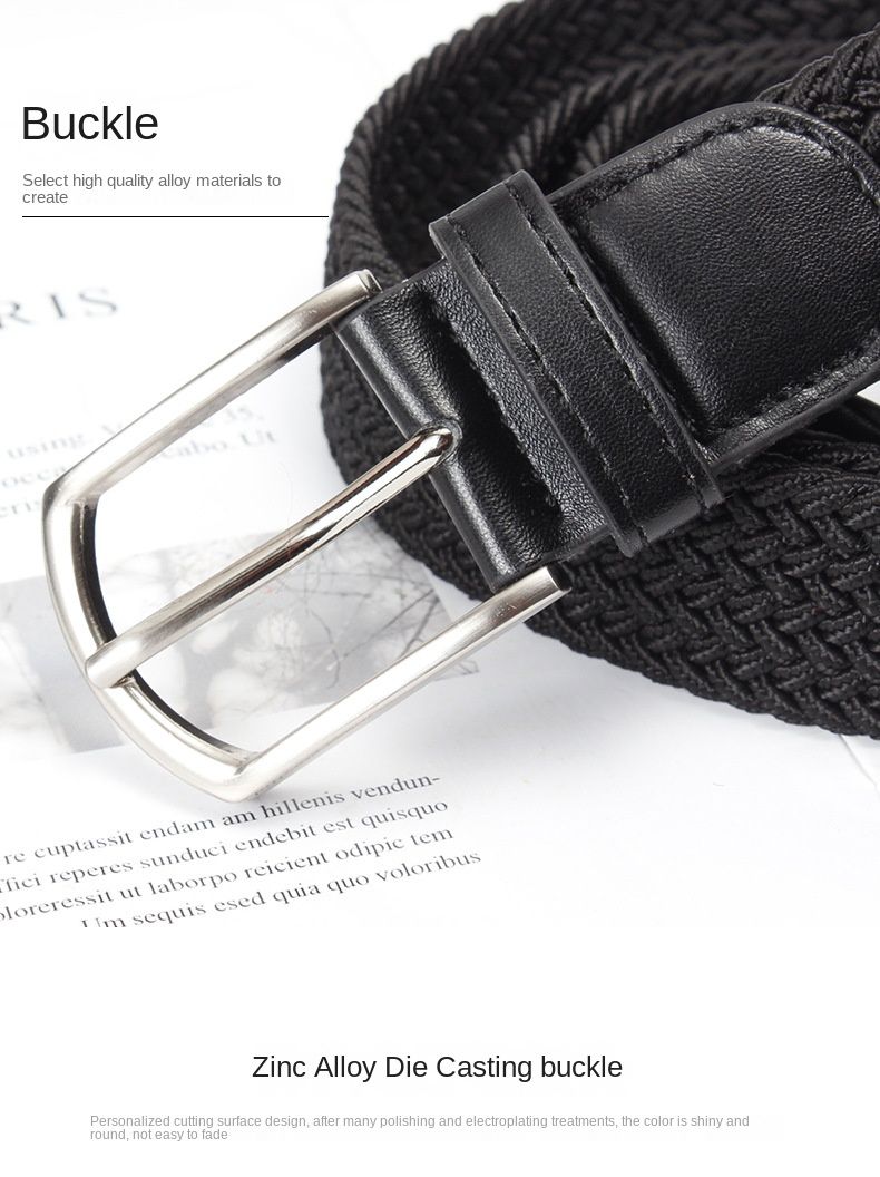 HEISSER neuer geflochtener Gürtel für Männer, lässiger elastischer Canvas-Gürtel für Frauen, koreanische Version des Gürtels mit 100-poliger Schnalle_voghion.com