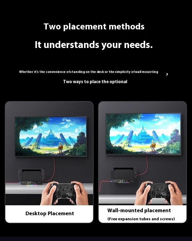 Dock di raffreddamento con illuminazione RGB e doppio hub USB/NGC - Supporto regolabile con velocità multi-ventola per Switch 2 | Design montabile a parete con protezione da sovracorrente_voghion.com