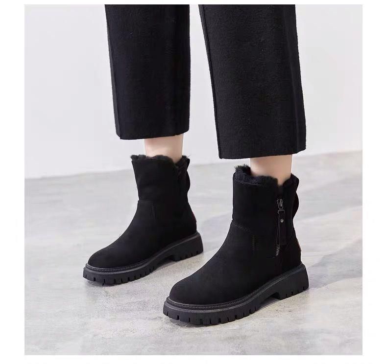 Bottes d'hiver pour femmes en coton épais et chaud avec fourrure_voghion.com