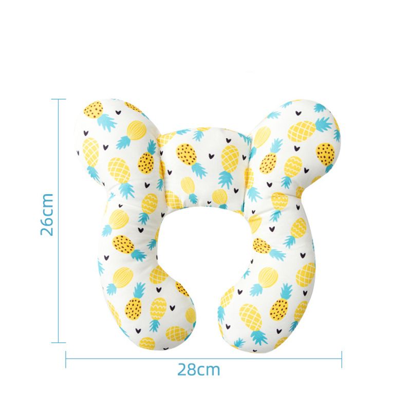 Neues U-förmiges Kissen mit Cartoon-Motiv für Kinder, weiches Babykissen aus Baumwolle, Reisekissen für Kinder im Auto, multifunktionales Kinderwagenkissen_voghion.com